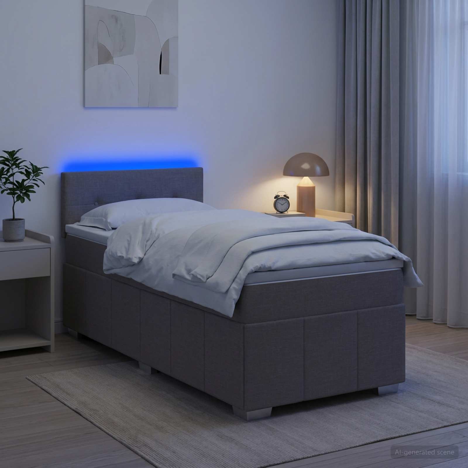 Boxspringbett mit Matratze Taupe 100 x 200 cm Stoff