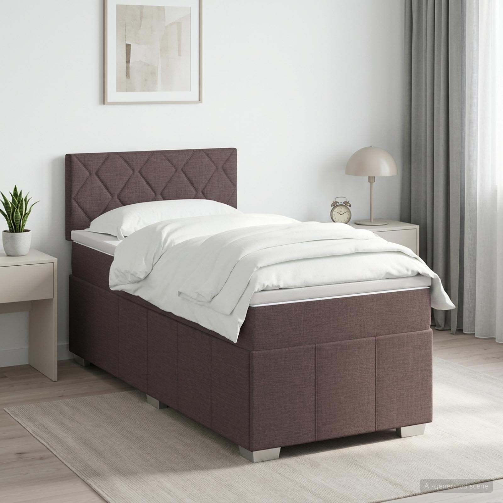 Boxspringbett mit Matratze Dunkelbraun 90 x 200 cm Stoff