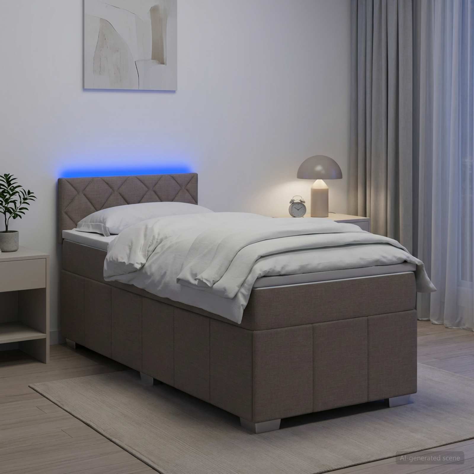 Boxspringbett mit Matratze Taupe 100 x 200 cm Stoff