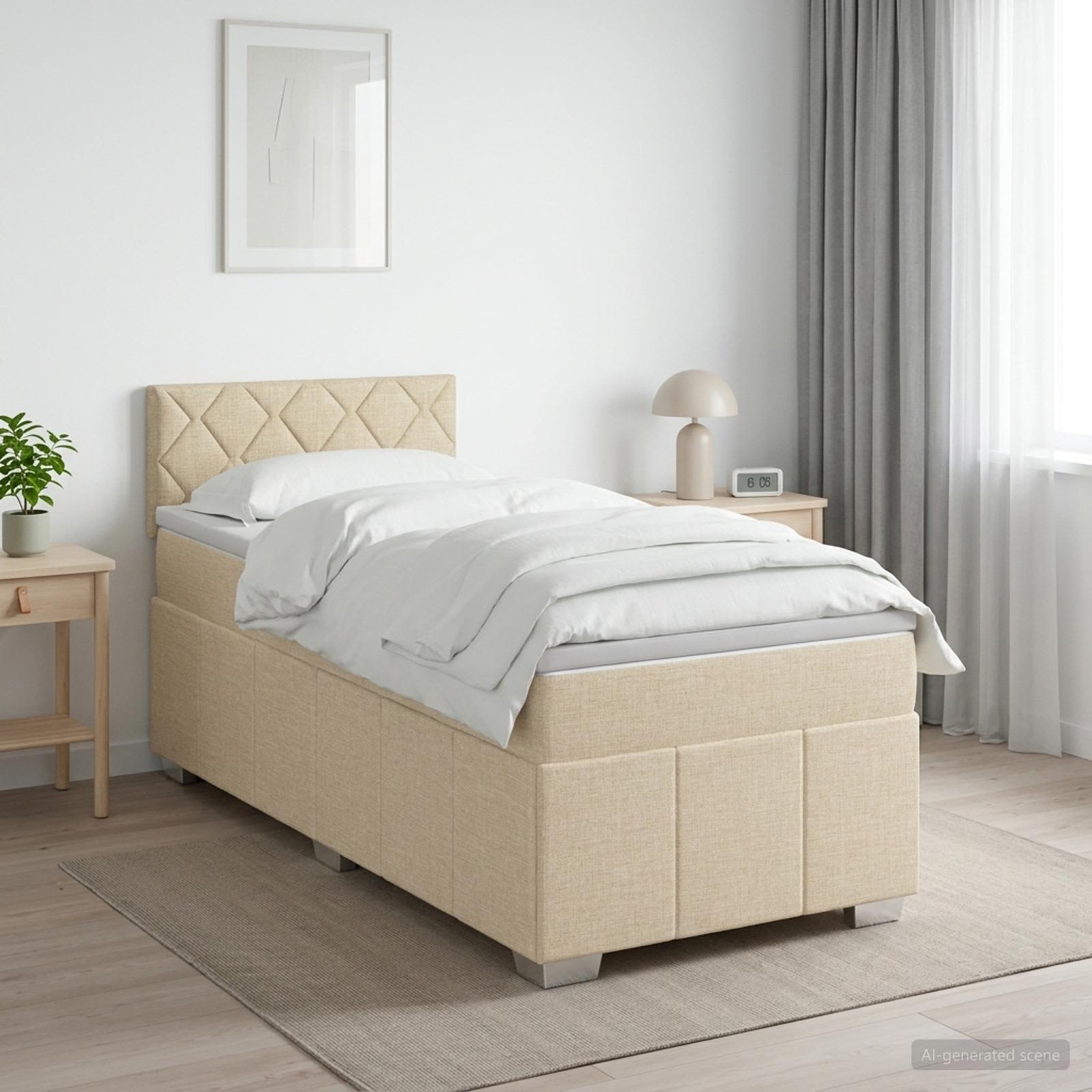 Boxspringbett mit Matratze Creme 100 x 200 cm Stoff
