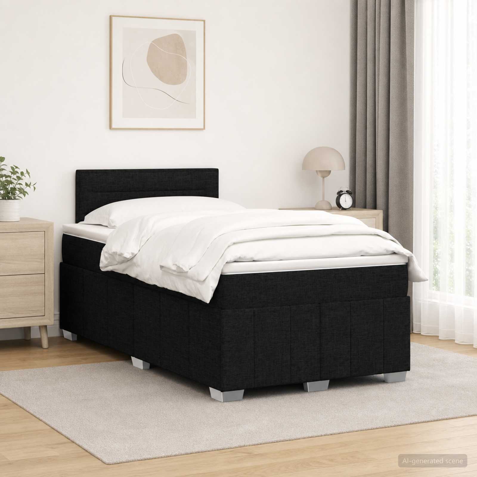 Boxspringbett mit Matratze Schwarz 120 x 200 cm Stoff