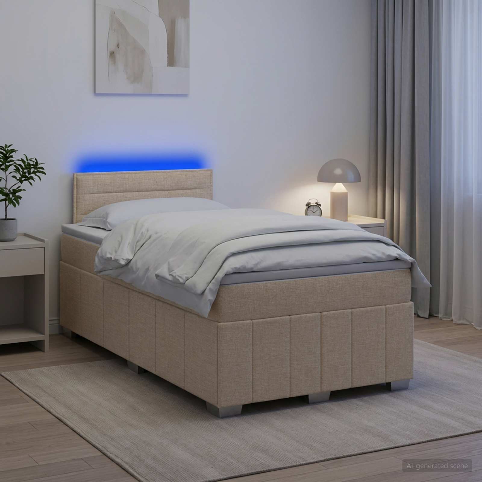 Boxspringbett mit Matratze Creme 120 x 190 cm Stoff