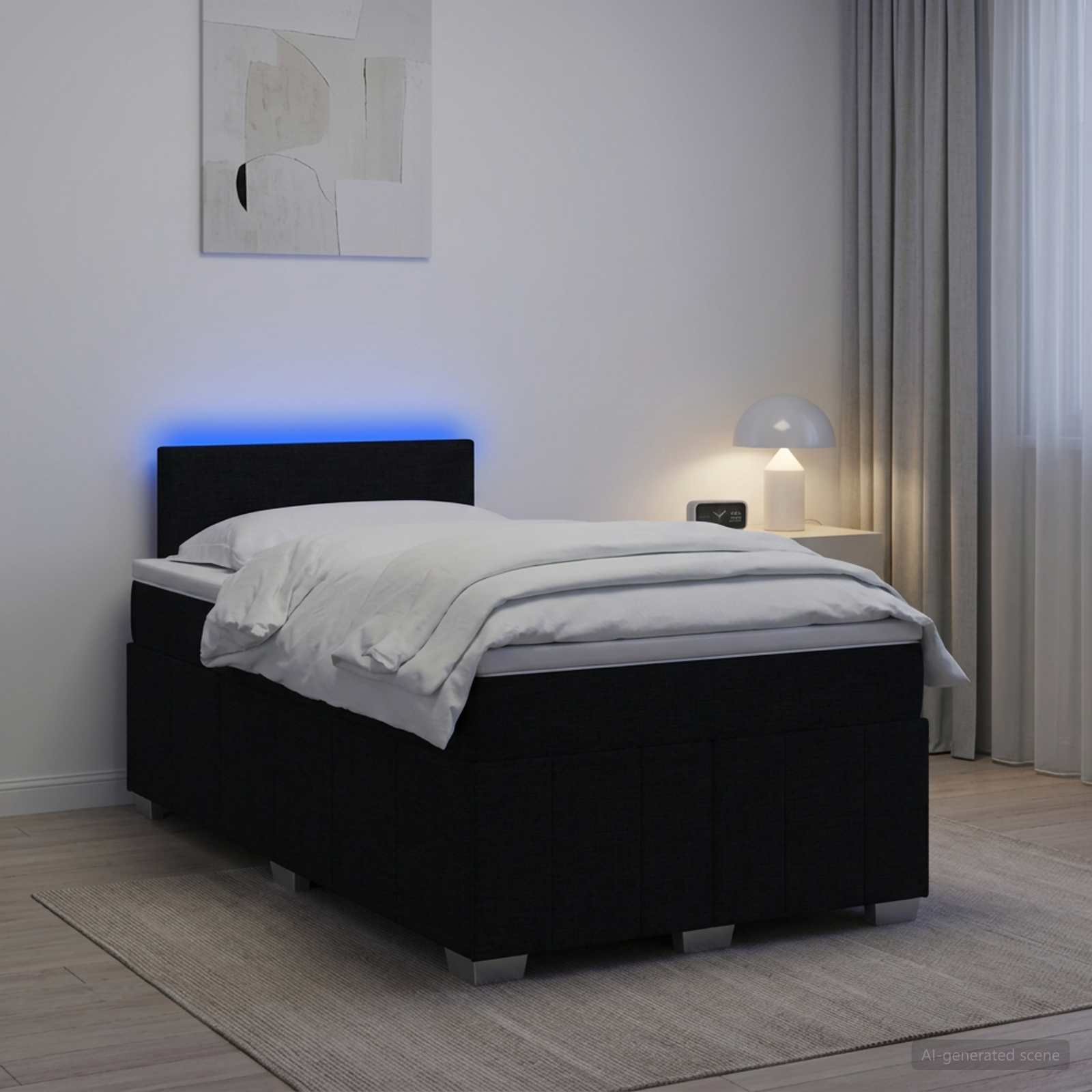 Boxspringbett mit Matratze Schwarz 120 x 190 cm Stoff