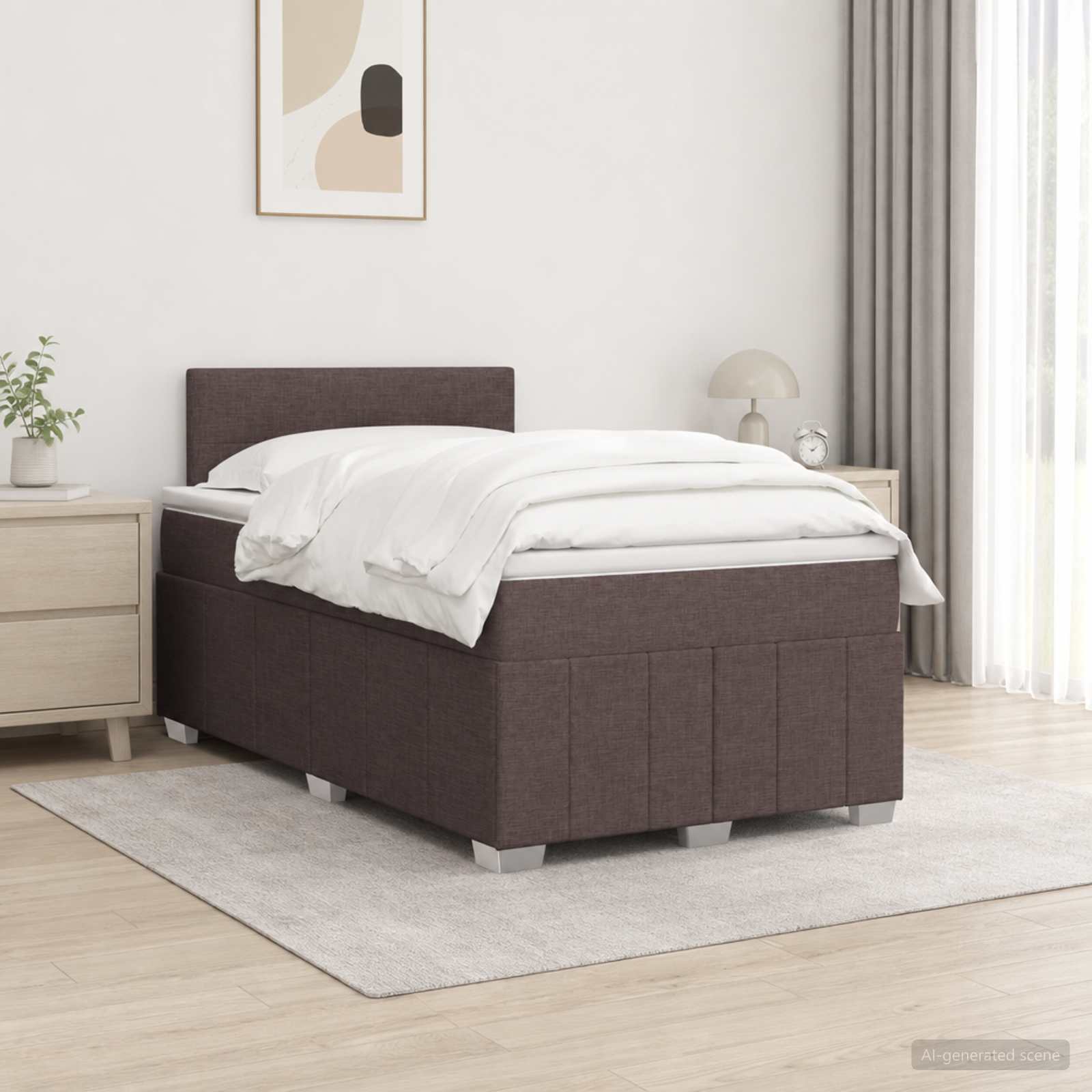 Boxspringbett mit Matratze Dunkelbraun 120 x 190 cm Stoff