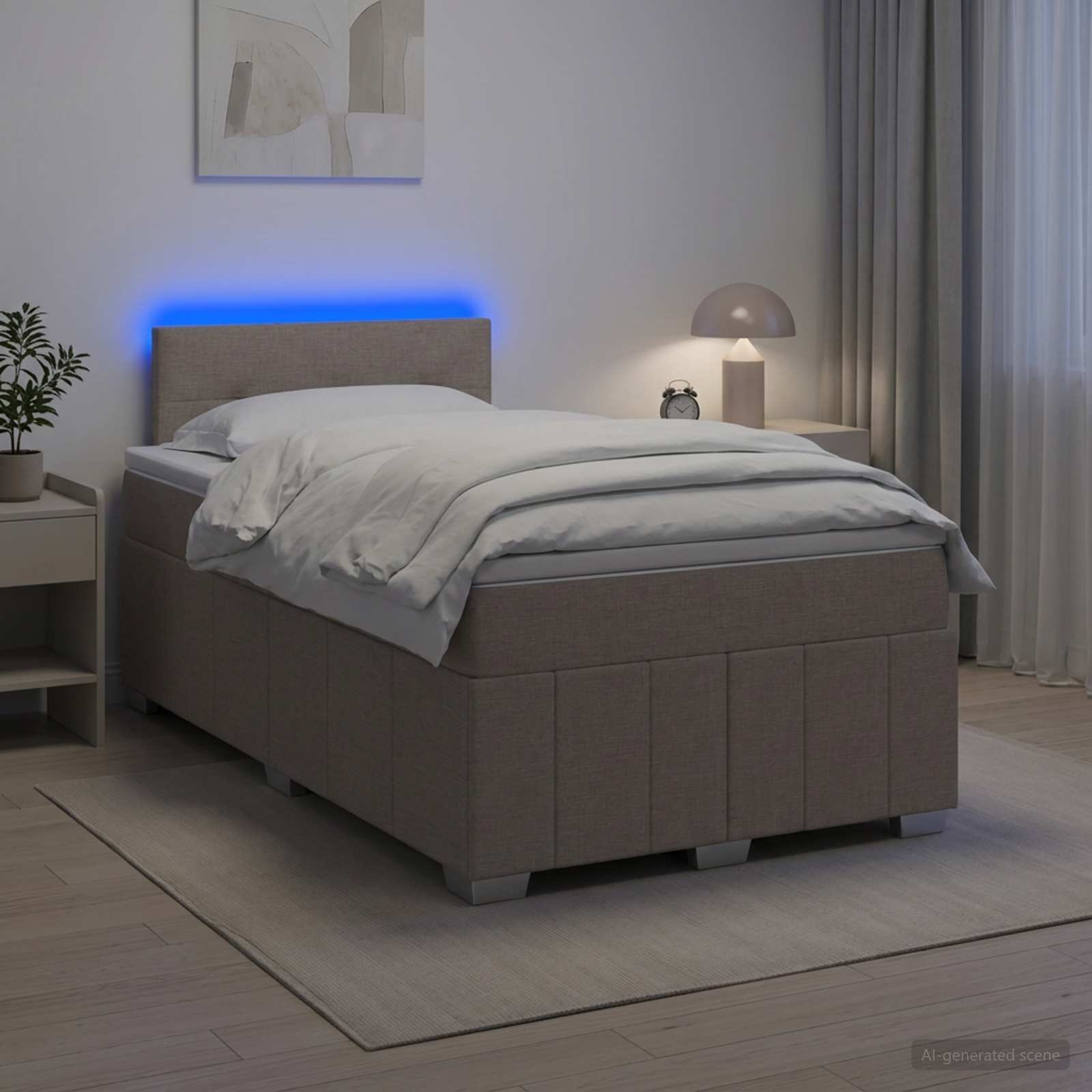 Boxspringbett mit Matratze Taupe 120 x 190 cm Stoff