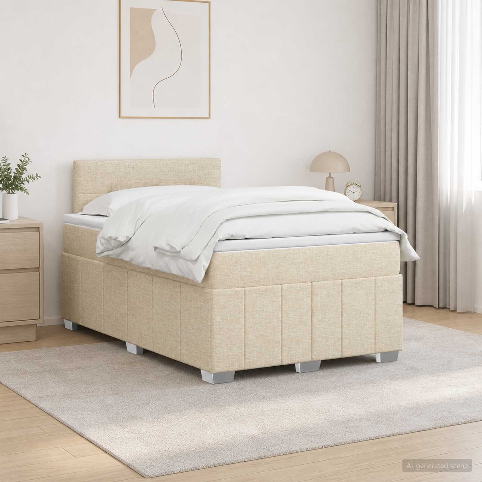 Boxspringbett mit Matratze Creme 120 x 190 cm Stoff