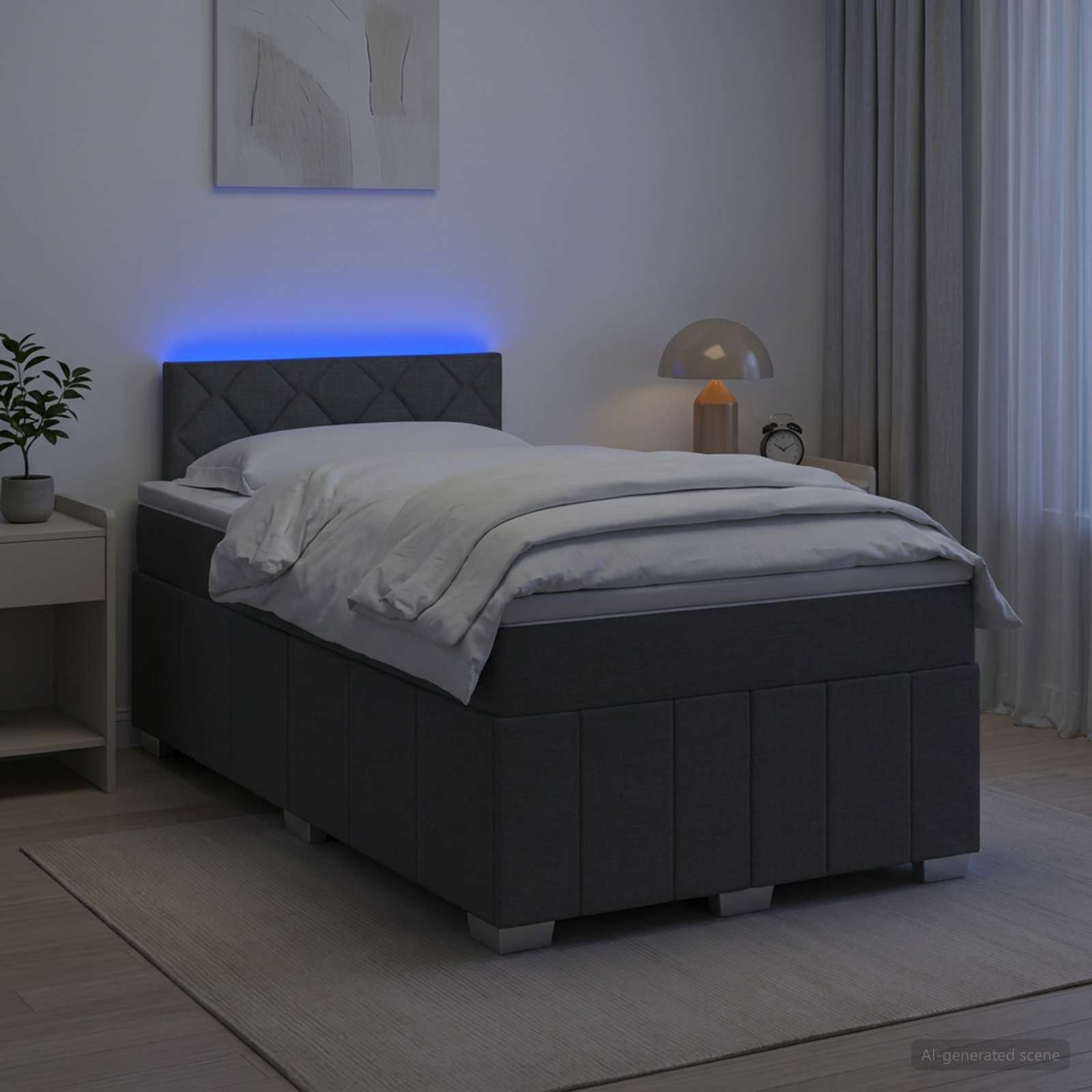 Boxspringbett mit Matratze Dunkelgrau 120 x 190 cm Stoff