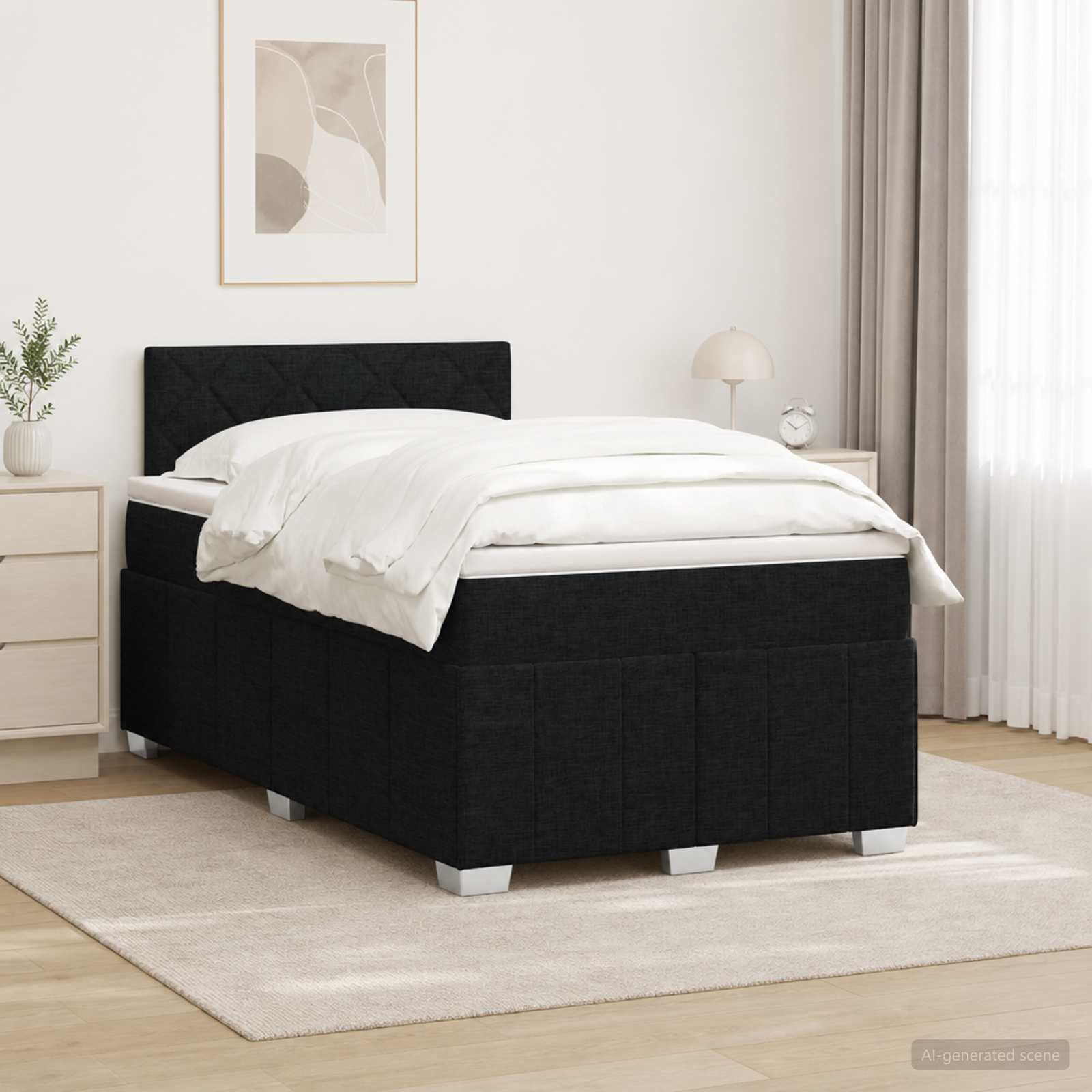 Boxspringbett mit Matratze Schwarz 120 x 190 cm Stoff