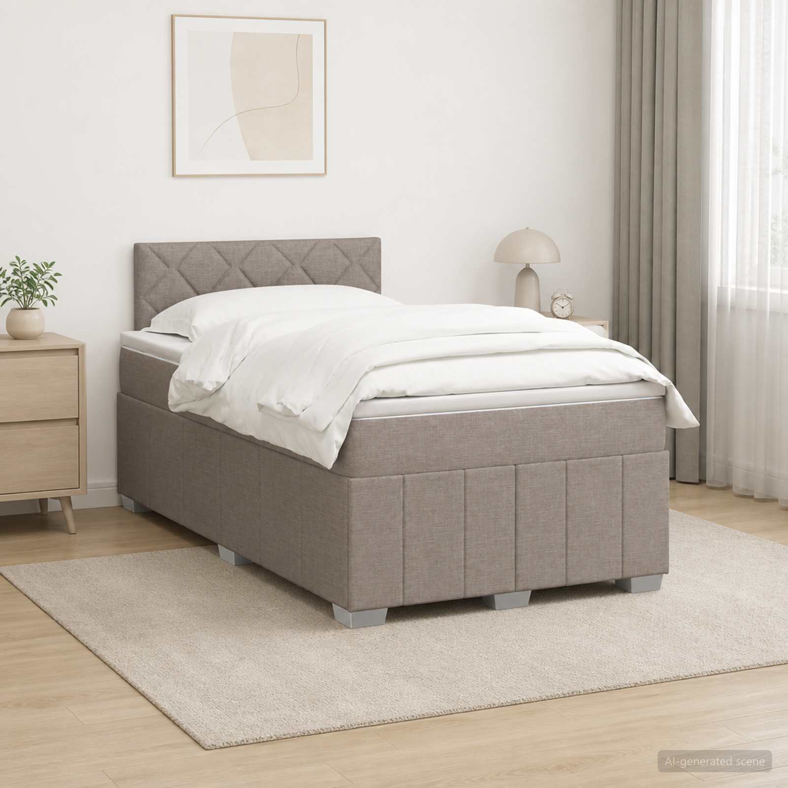 Boxspringbett mit Matratze Taupe 120 x 190 cm Stoff