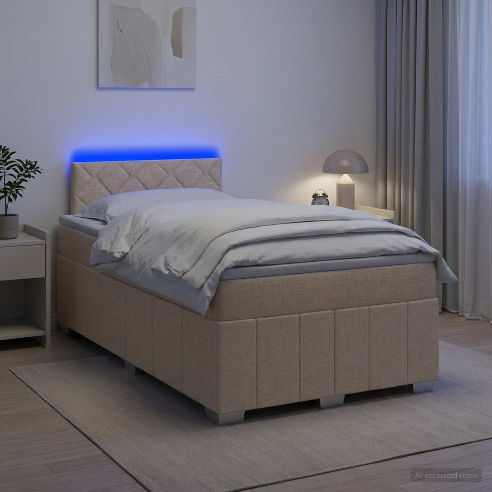 Boxspringbett mit Matratze Creme 120 x 190 cm Stoff