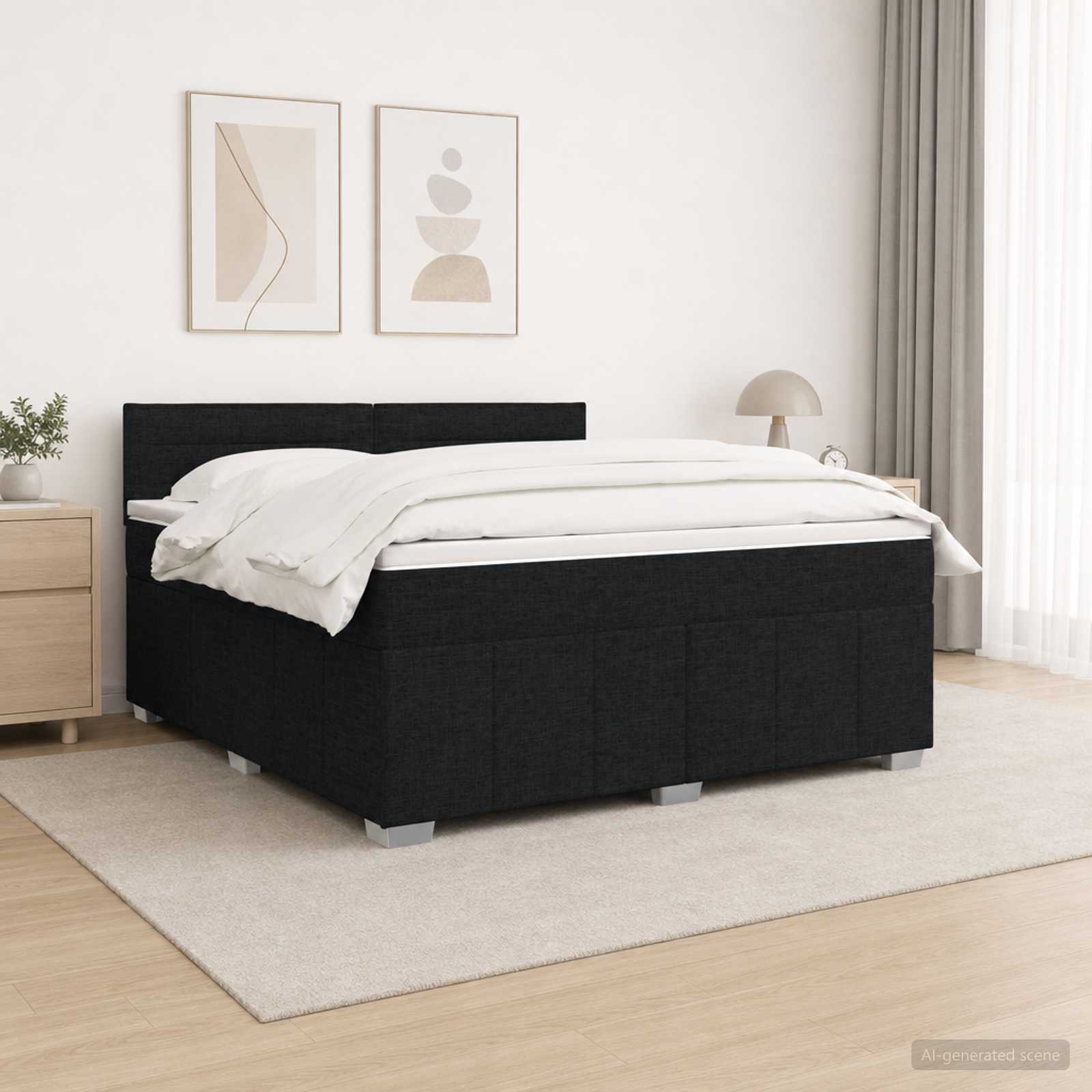 Boxspringbett mit Matratze Schwarz 160 x 200 cm Stoff