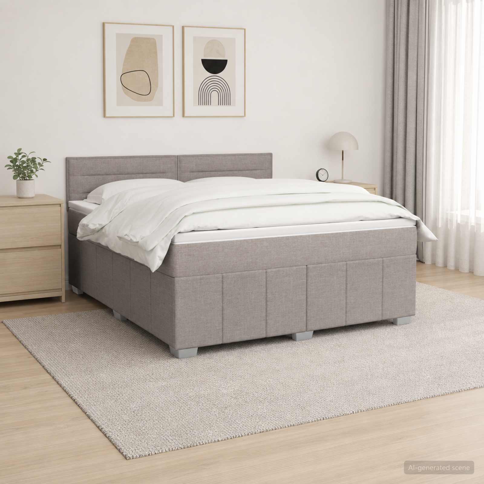 Boxspringbett mit Matratze Taupe 140 x 190 cm Stoff