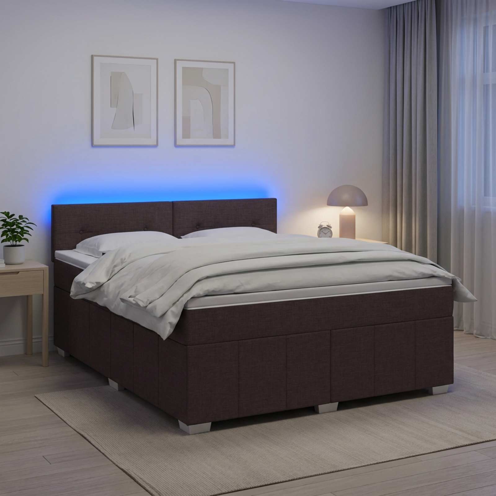 Boxspringbett mit Matratze Dunkelbraun 140 x 200 cm Stoff