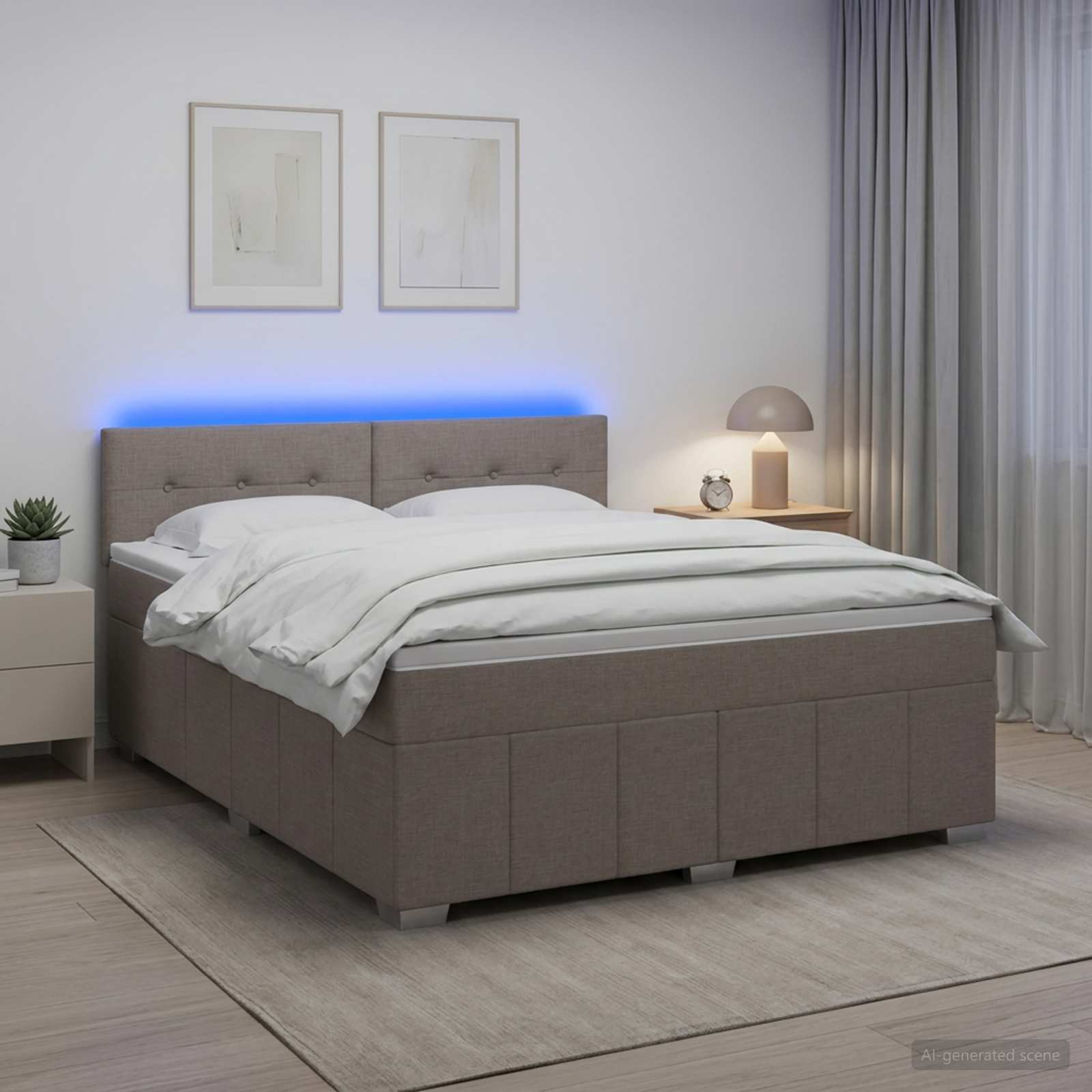 Boxspringbett mit Matratze Taupe 140 x 200 cm Stoff