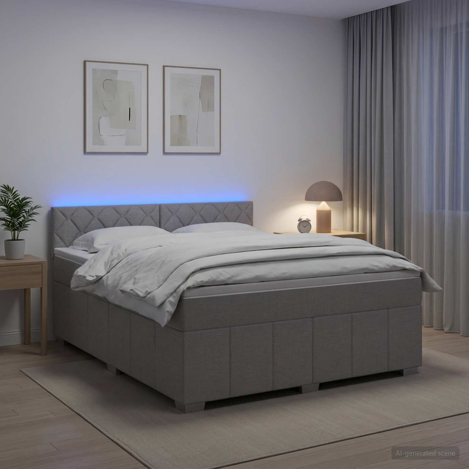 Boxspringbett mit Matratze Hellgrau 140 x 200 cm Stoff
