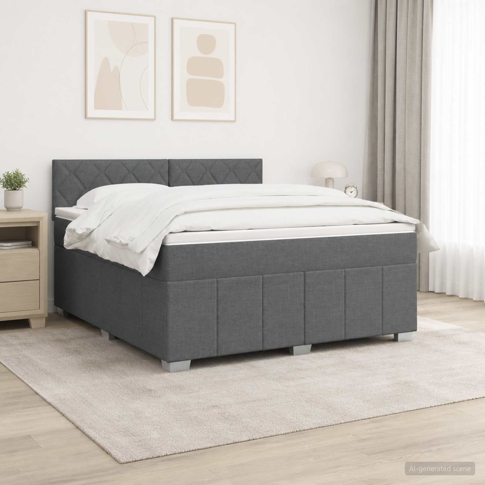 Boxspringbett mit Matratze Dunkelgrau 140 x 200 cm Stoff