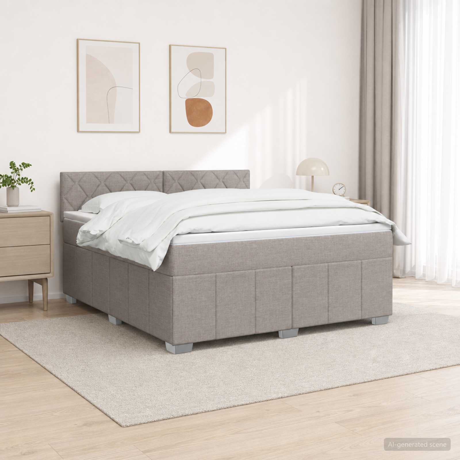 Boxspringbett mit Matratze Taupe 140 x 200 cm Stoff