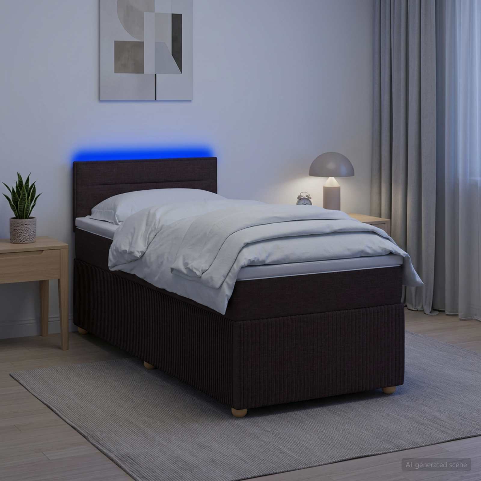 Boxspringbett mit Matratze Dunkelbraun 90 x 200 cm Stoff