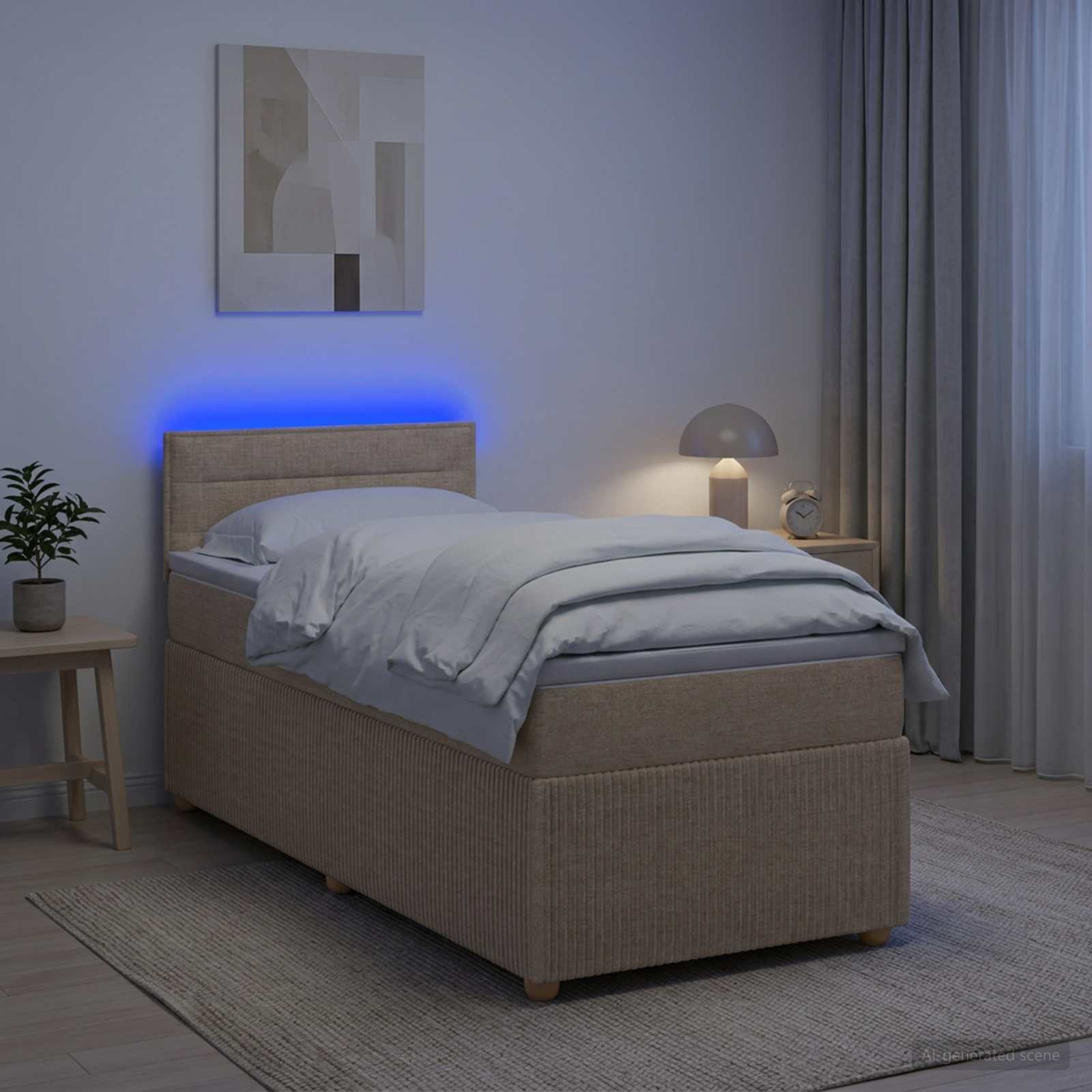 Boxspringbett mit Matratze Creme 100 x 200 cm Stoff
