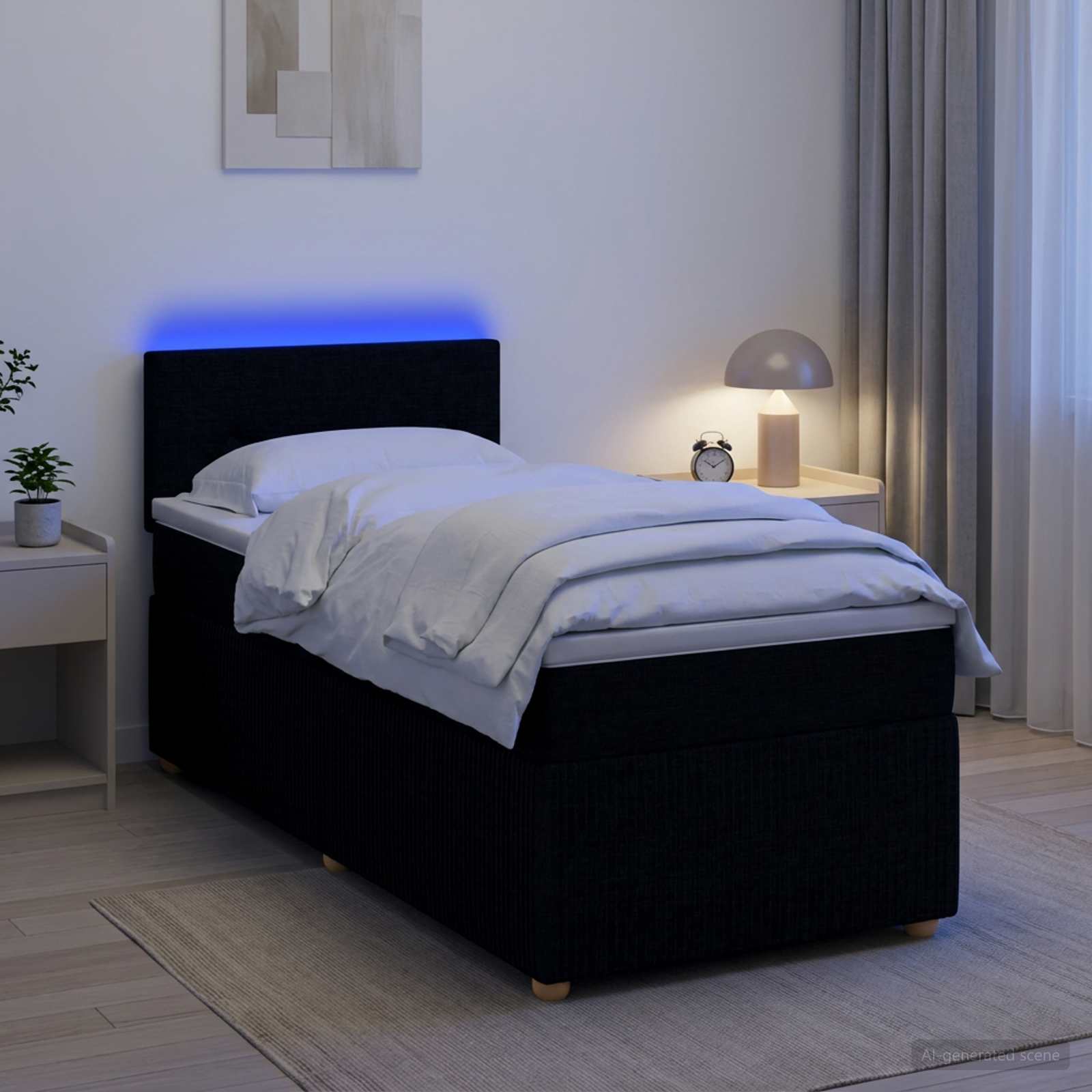 Boxspringbett mit Matratze Schwarz 100 x 200 cm Stoff