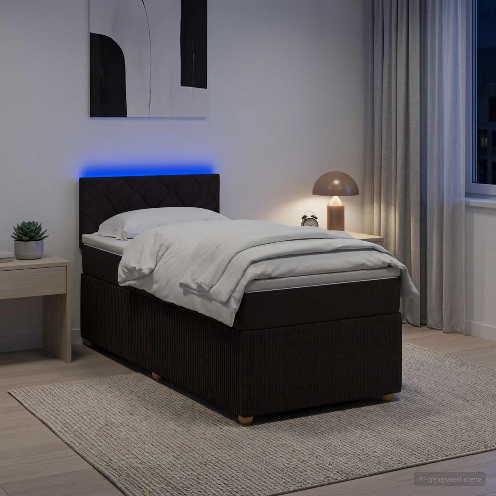 Boxspringbett mit Matratze Dunkelbraun 80 x 200 cm Stoff