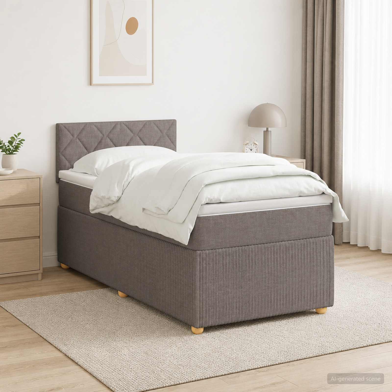 Boxspringbett mit Matratze mit Kopfteil Taupe 90 x 190 cm Stoff