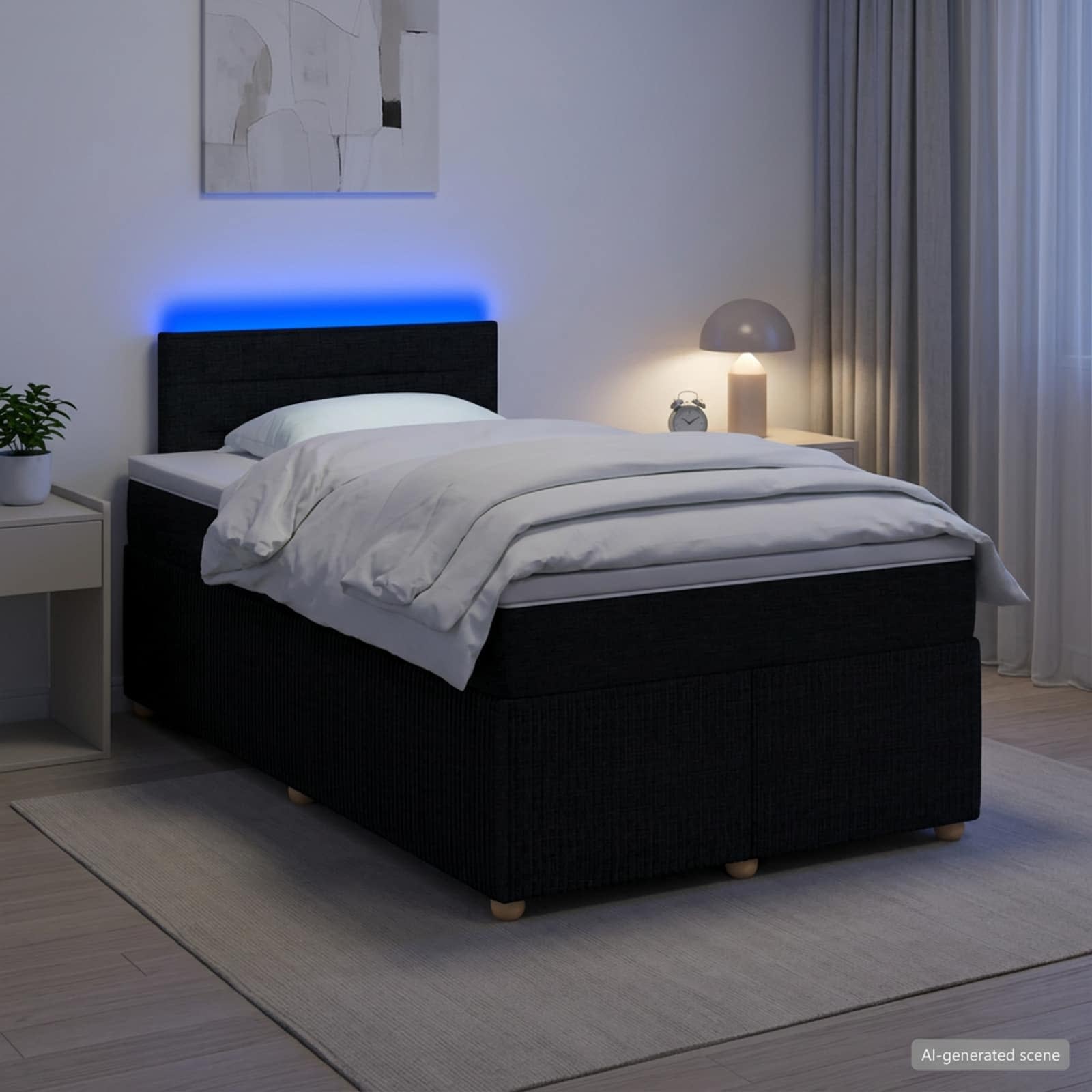 Boxspringbett mit Matratze Schwarz 120 x 200 cm Stoff