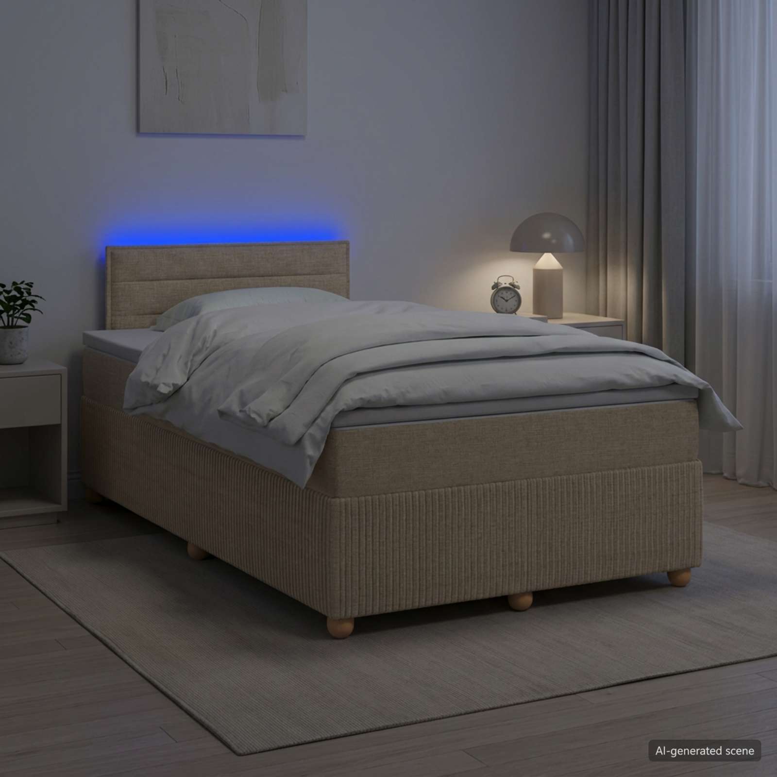 Boxspringbett mit Matratze Creme 120 x 200 cm Stoff