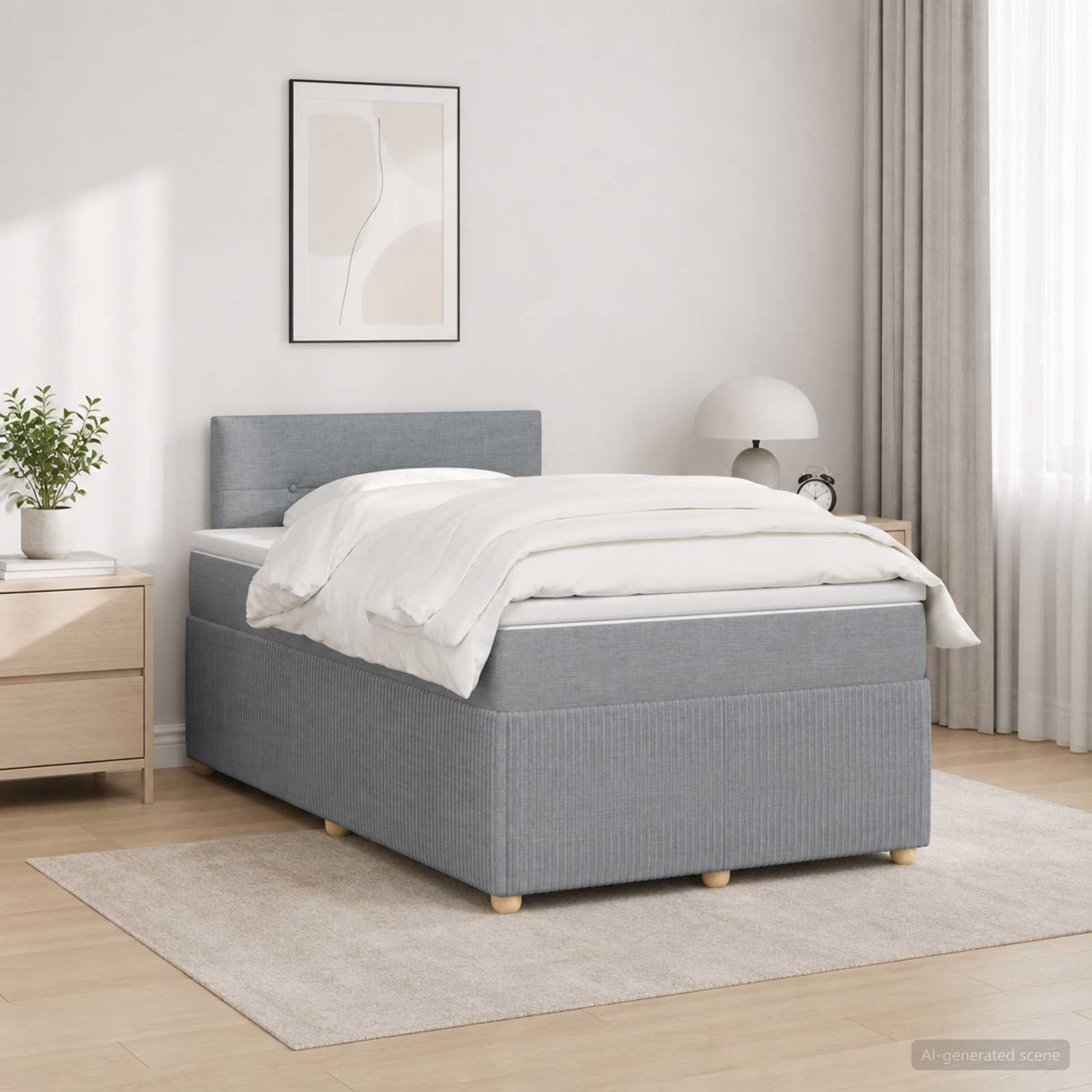 Boxspringbett mit Matratze Hellgrau 120 x 190 cm Stoff