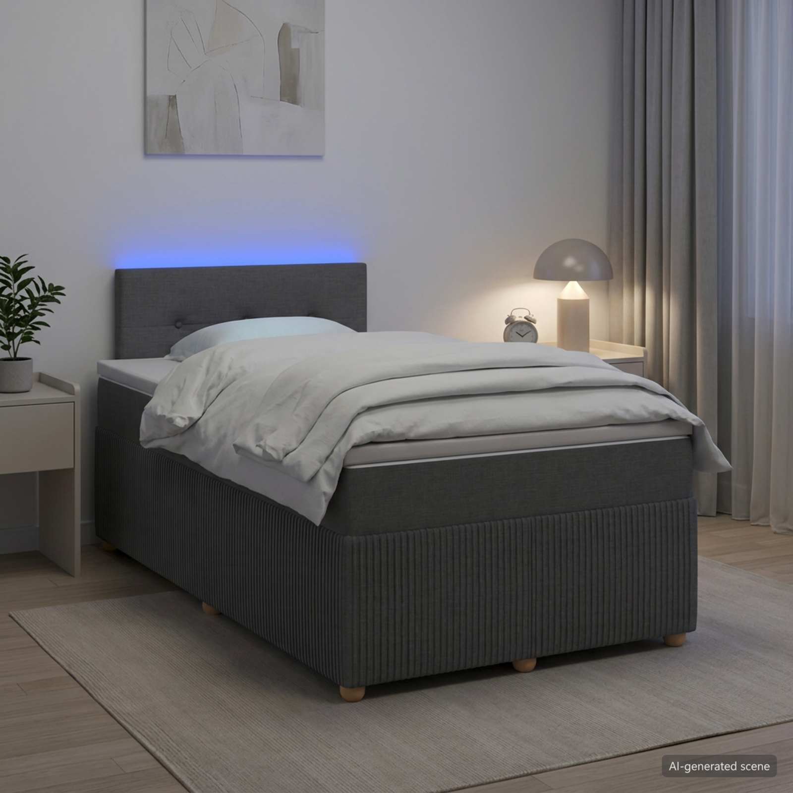 Boxspringbett mit Matratze Dunkelgrau 120 x 190 cm Stoff