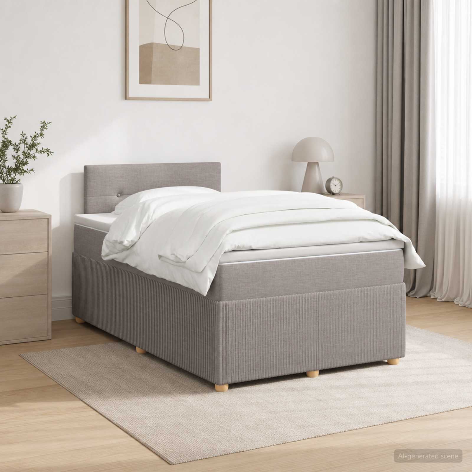 Boxspringbett mit Matratze Taupe 120 x 200 cm Stoff