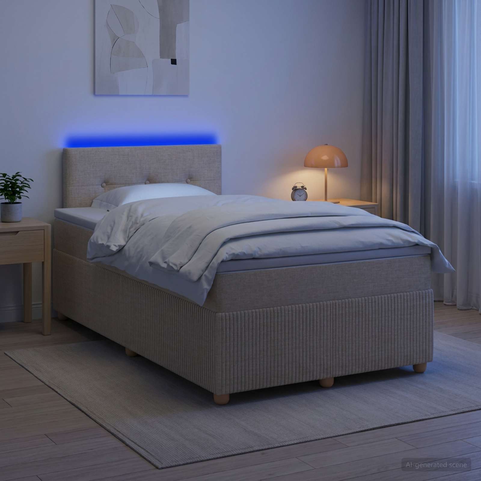 Boxspringbett mit Matratze Creme 120 x 200 cm Stoff