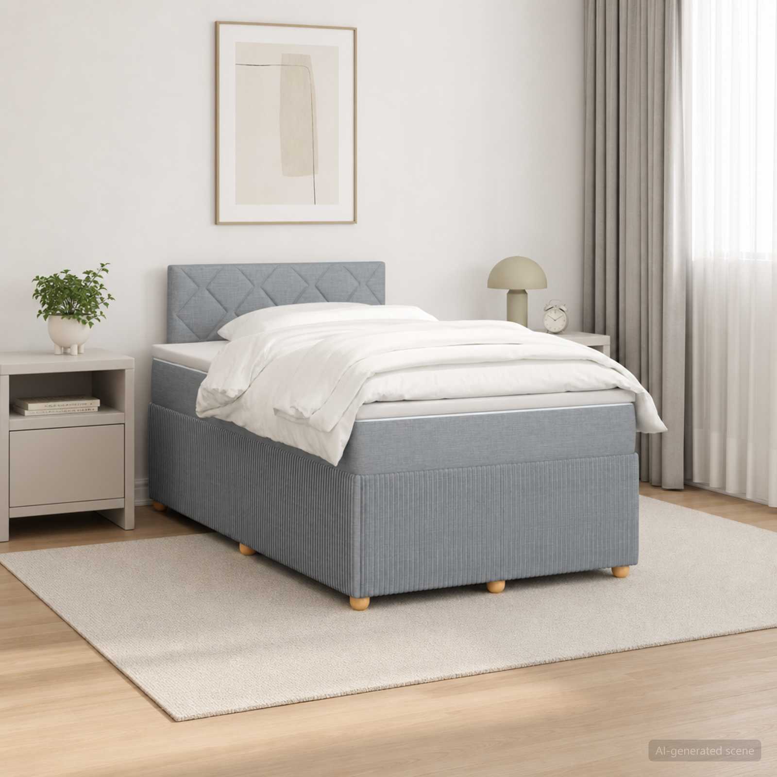 Boxspringbett mit Matratze Hellgrau 120 x 190 cm Stoff