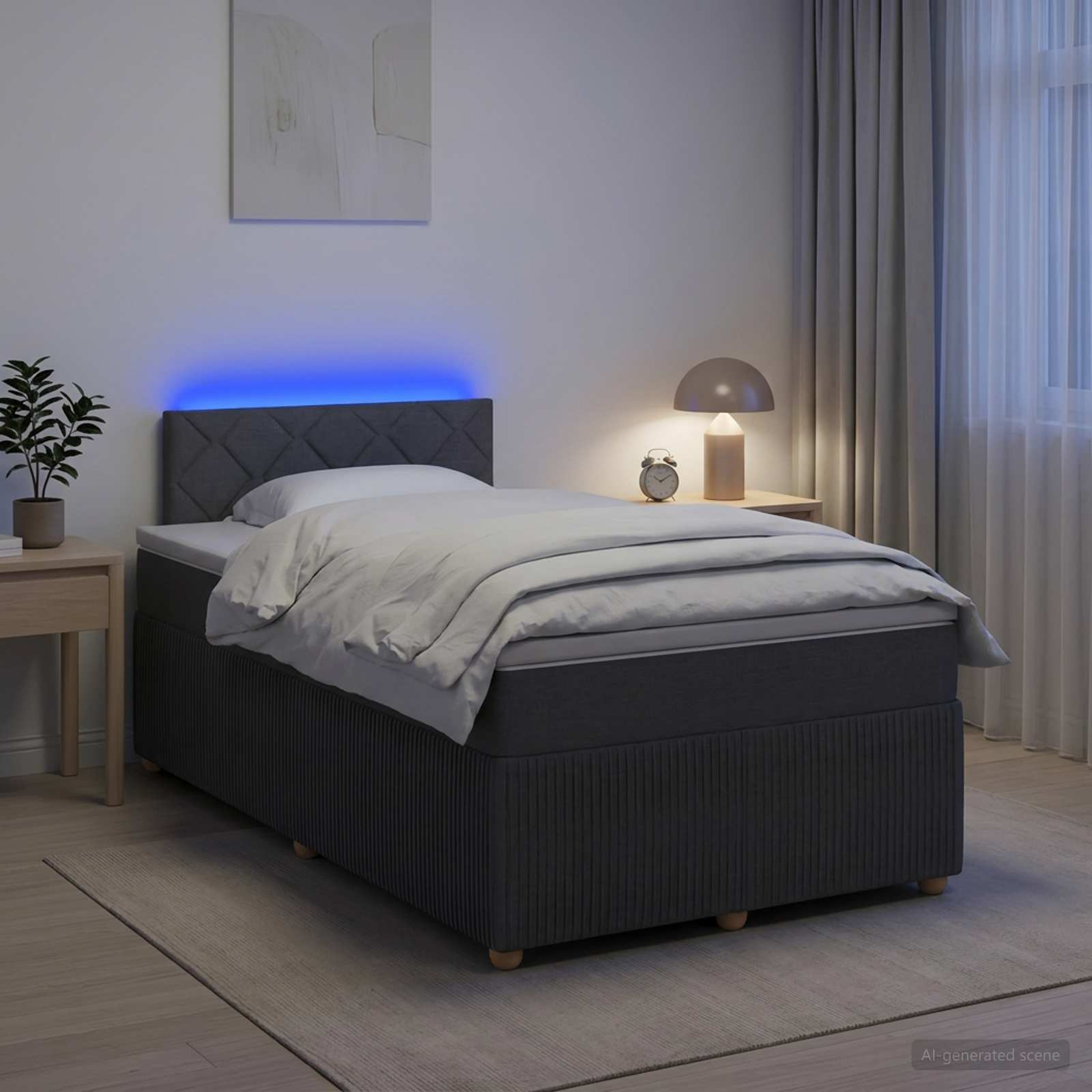 Boxspringbett mit Matratze Dunkelgrau 120 x 190 cm Stoff