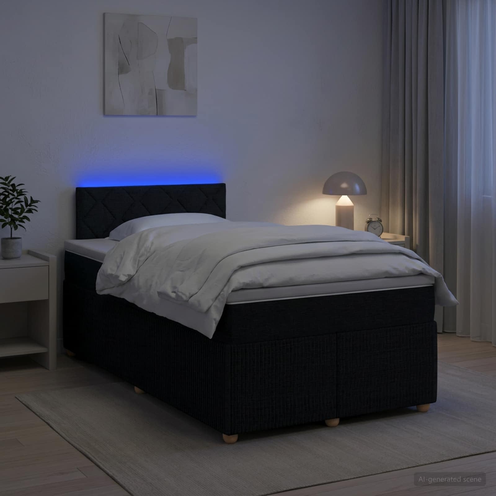 Boxspringbett mit Matratze Schwarz 120 x 200 cm Stoff