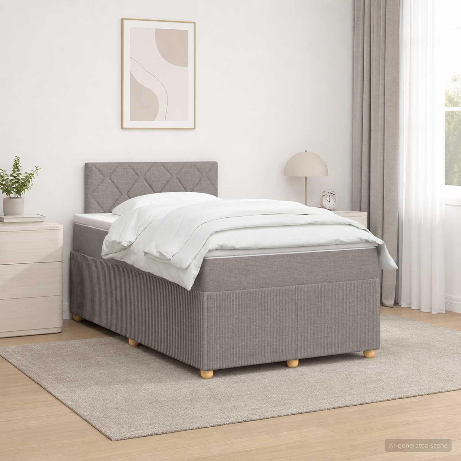 Boxspringbett mit Matratze Taupe 120 x 190 cm Stoff