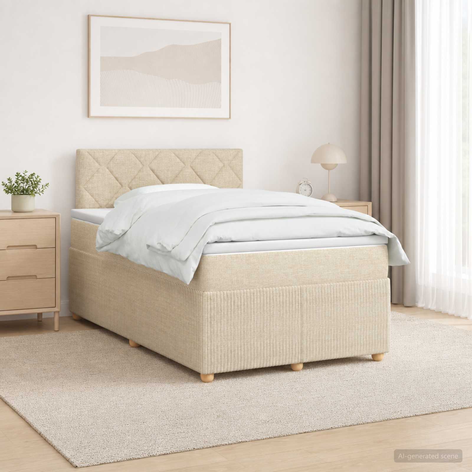 Boxspringbett mit Matratze Creme 120 x 200 cm Stoff