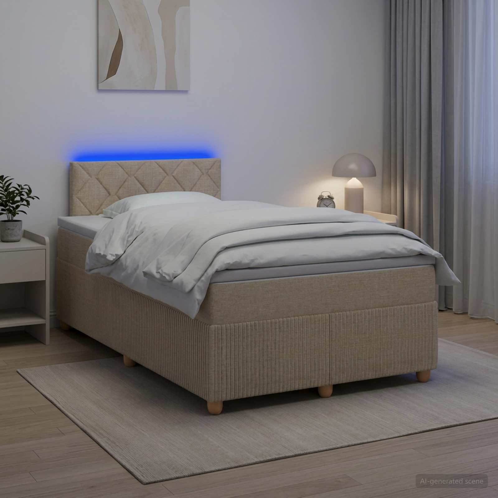 Boxspringbett mit Matratze Creme 120 x 190 cm Stoff