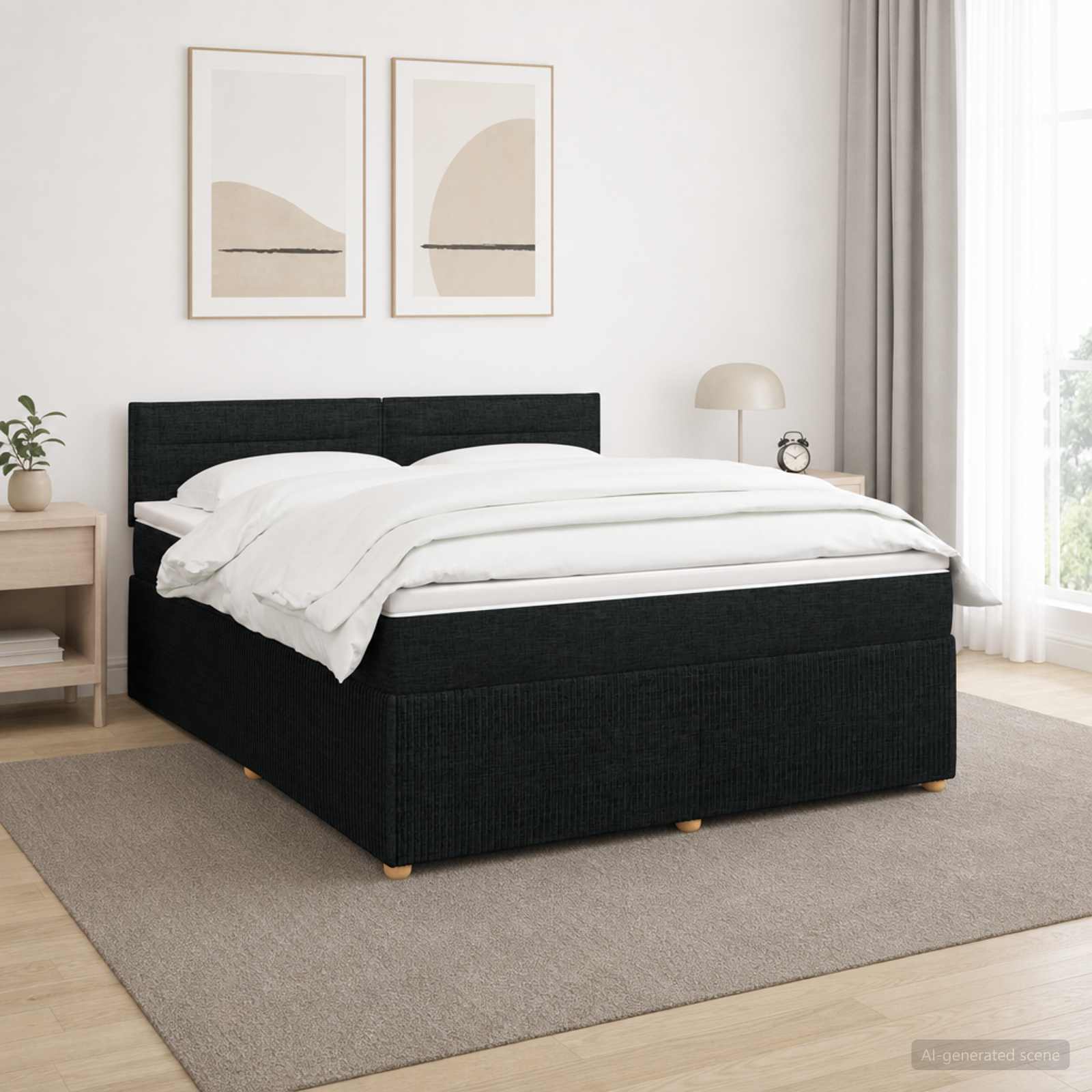 Boxspringbett mit Matratze Schwarz 140 x 200 cm Stoff