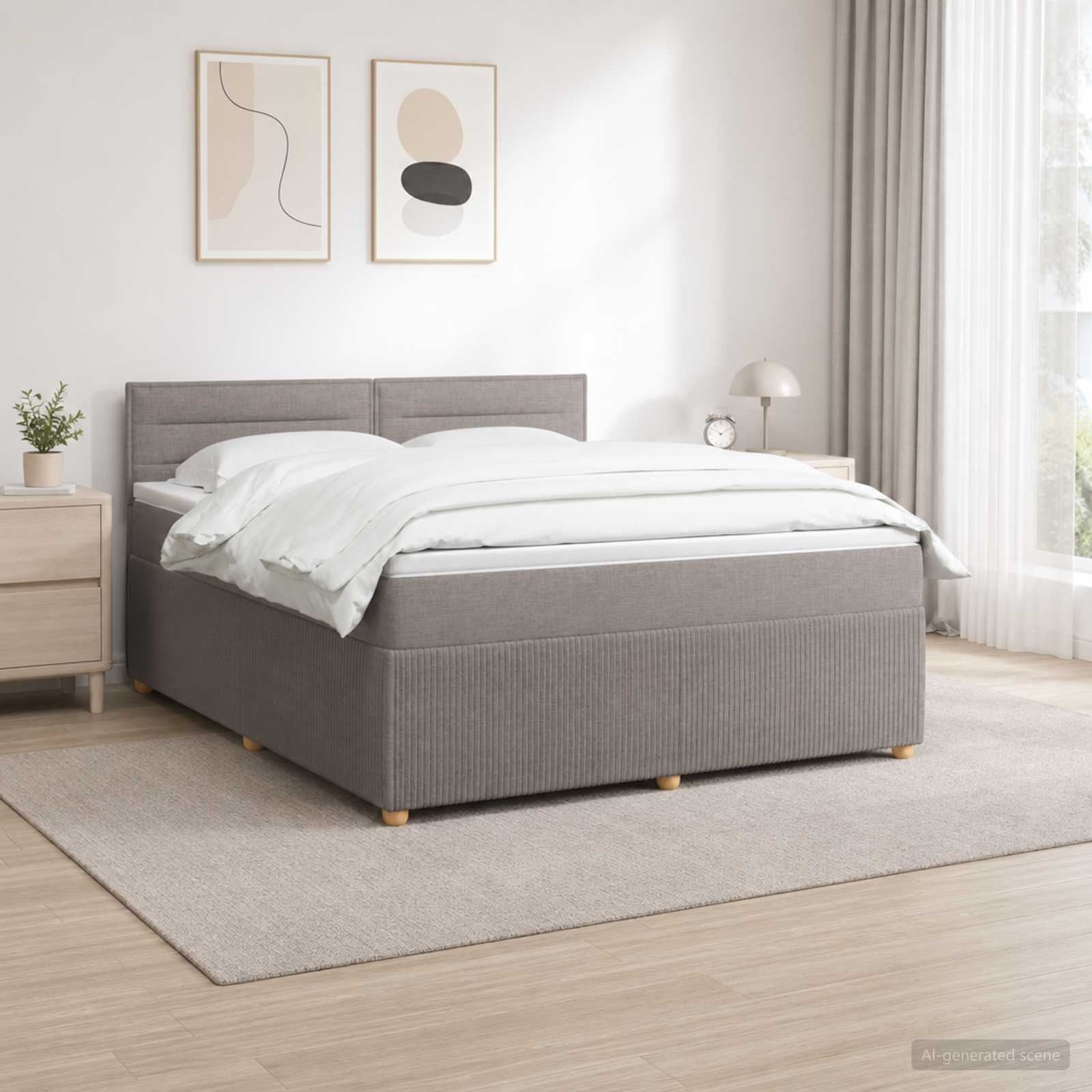 Boxspringbett mit Matratze Taupe 140 x 190 cm Stoff