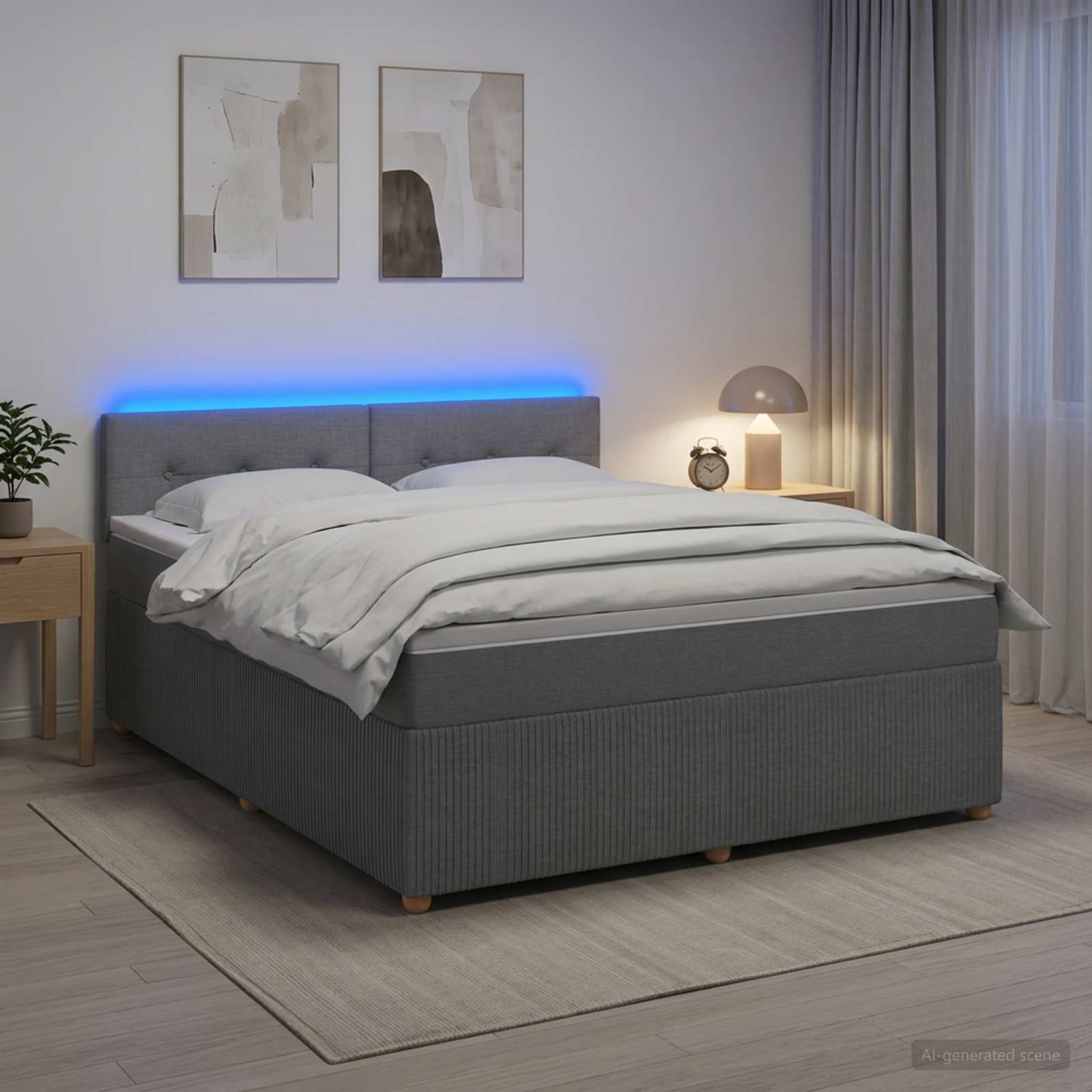 Boxspringbett mit Matratze Hellgrau 140 x 200 cm Stoff