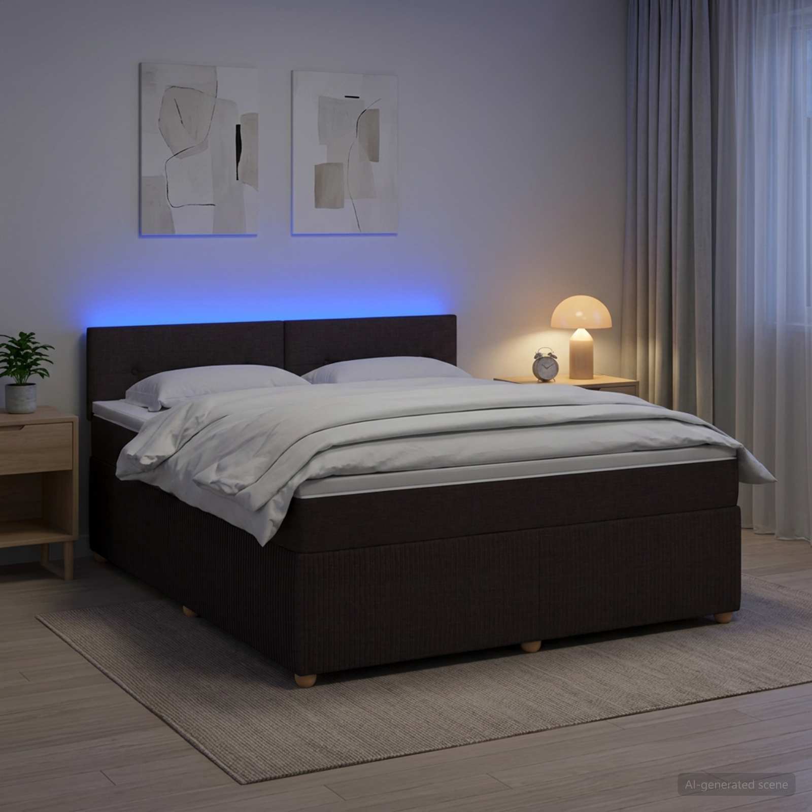 Boxspringbett mit Matratze Dunkelbraun 140 x 190 cm Stoff