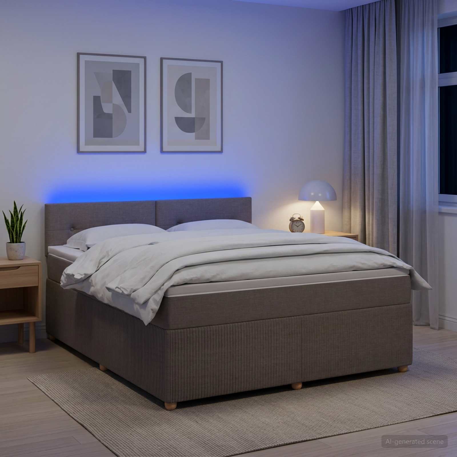 Boxspringbett mit Matratze Taupe 160 x 200 cm Stoff
