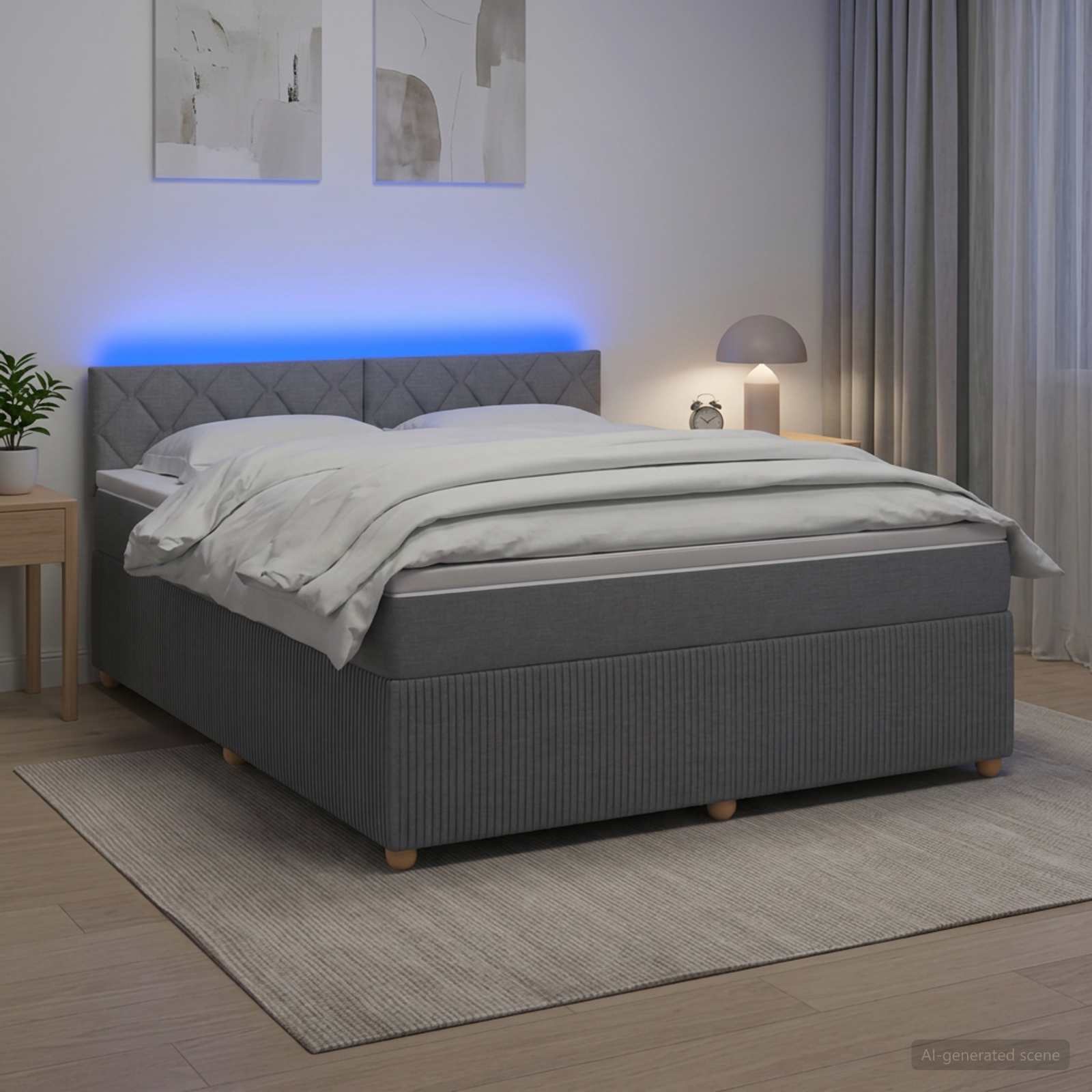 Boxspringbett mit Matratze Hellgrau 160 x 200 cm Stoff