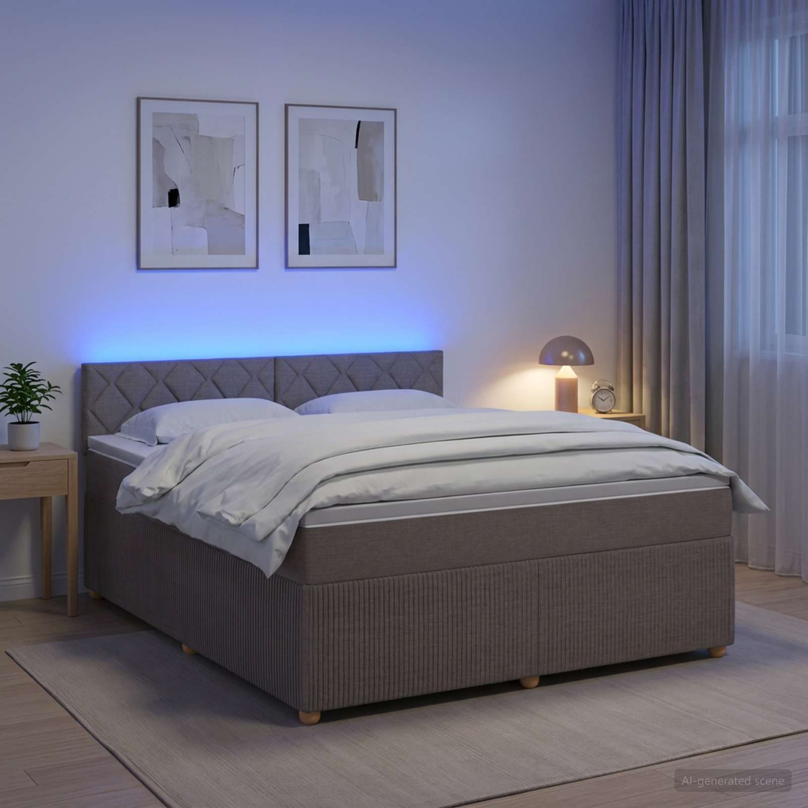 Boxspringbett mit Matratze Taupe 140 x 190 cm Stoff