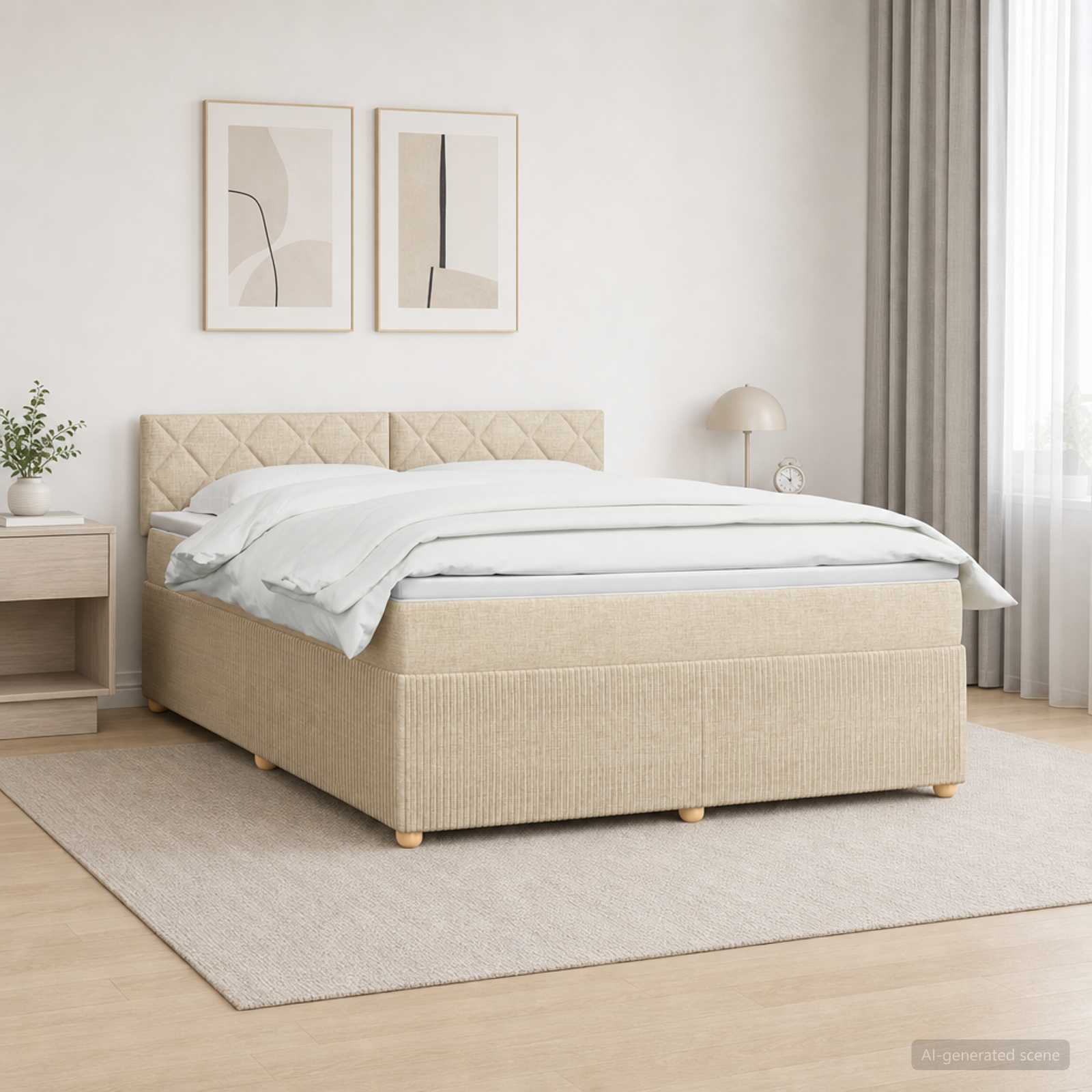 Boxspringbett mit Matratze Creme 160 x 200 cm Stoff