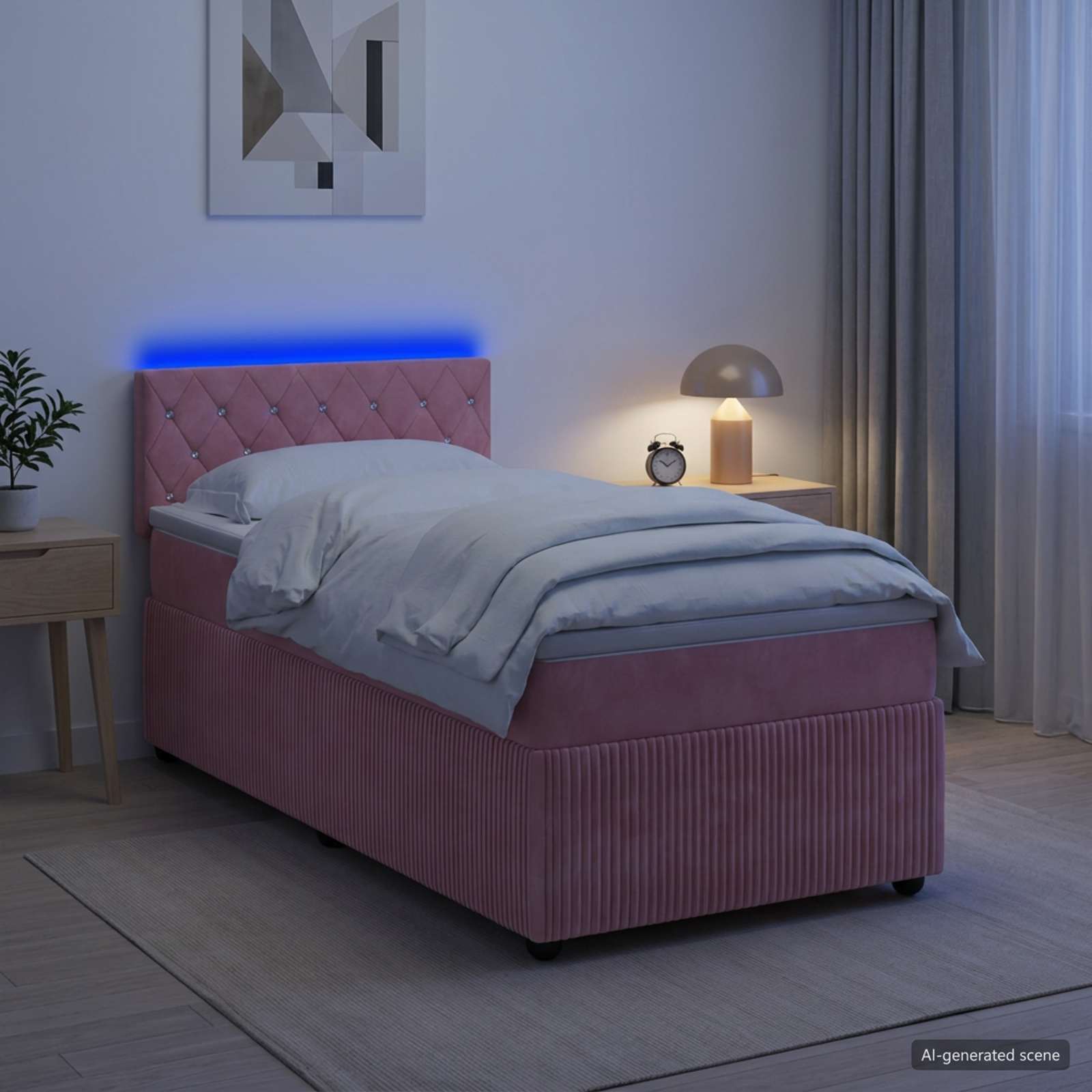 Boxspringbett mit Matratze mit Kopfteil Rosa 80 x 200 cm Samt