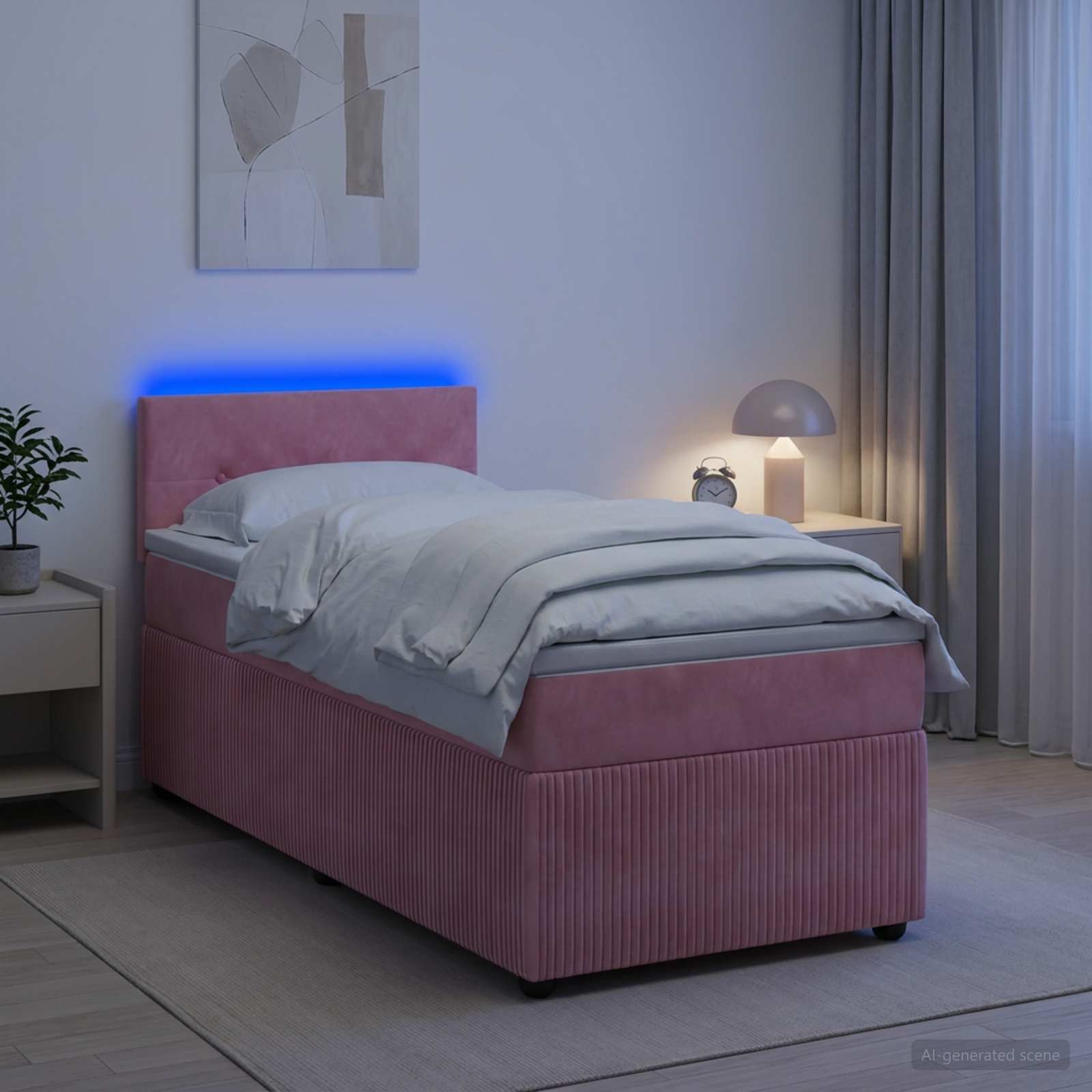Boxspringbett mit Matratze mit Kopfteil Rosa 80 x 200 cm Samt