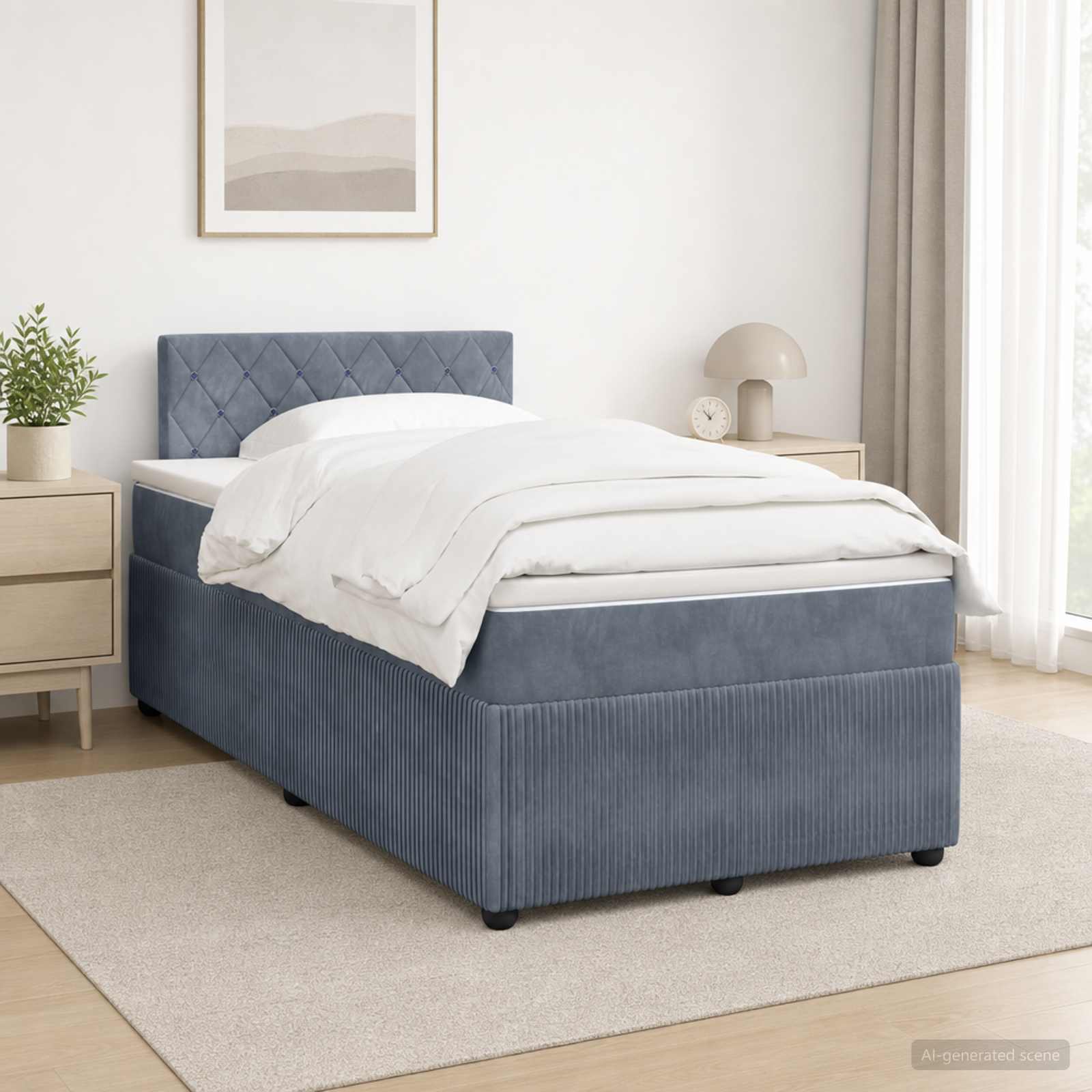 Boxspringbett mit Matratze Dunkelgrau 120 x 190 cm Samt
