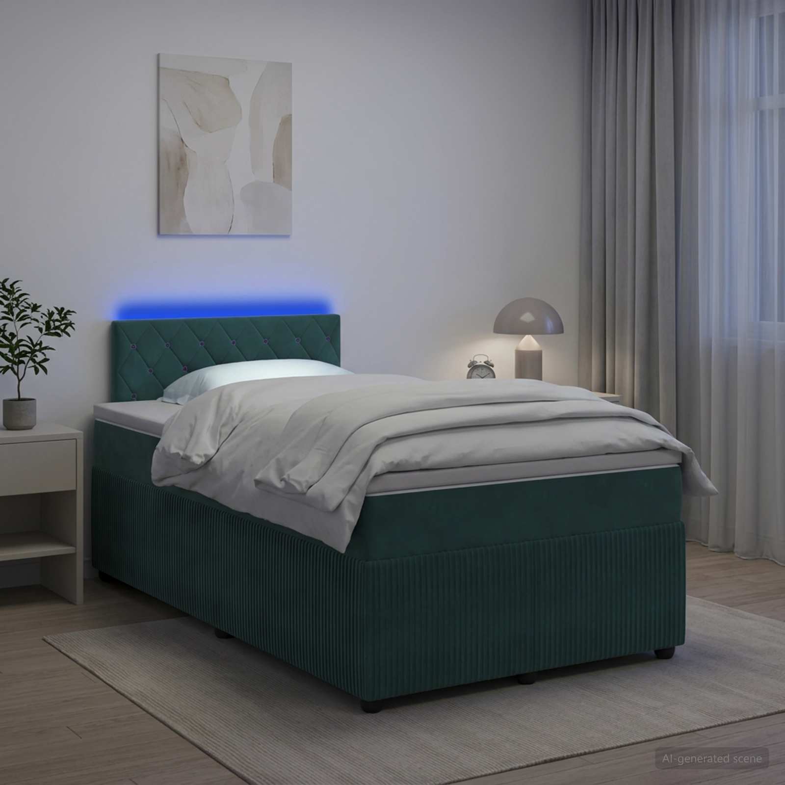 Boxspringbett mit Matratze Dunkelgrün 120 x 200 cm Samt